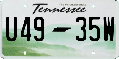 TN license plate U4935W