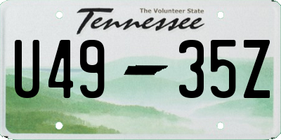 TN license plate U4935Z