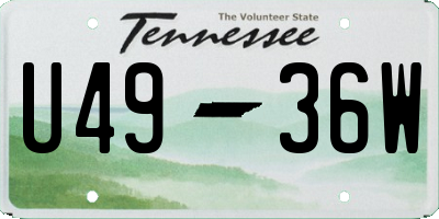 TN license plate U4936W