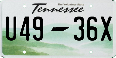 TN license plate U4936X