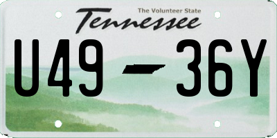 TN license plate U4936Y