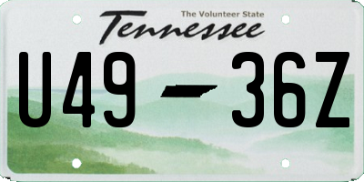 TN license plate U4936Z