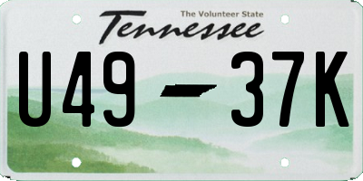 TN license plate U4937K