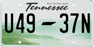 TN license plate U4937N