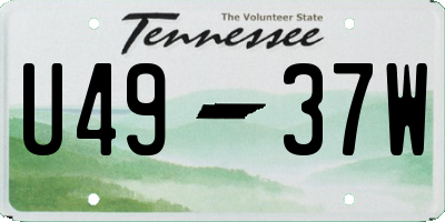 TN license plate U4937W