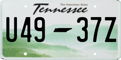 TN license plate U4937Z