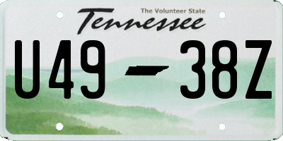 TN license plate U4938Z