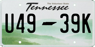 TN license plate U4939K