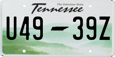 TN license plate U4939Z