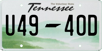 TN license plate U4940D