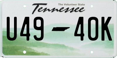TN license plate U4940K