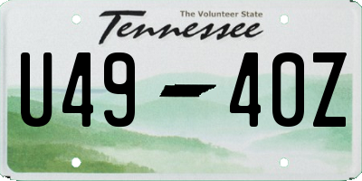 TN license plate U4940Z