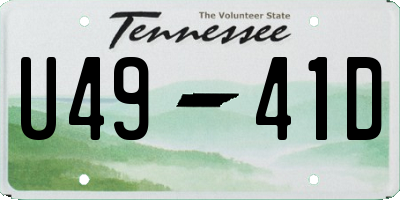 TN license plate U4941D