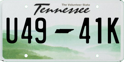 TN license plate U4941K