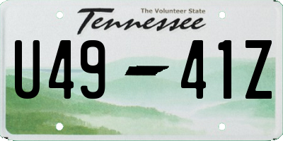 TN license plate U4941Z