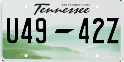 TN license plate U4942Z