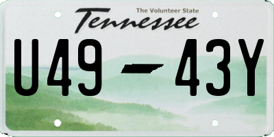 TN license plate U4943Y