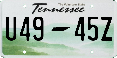 TN license plate U4945Z