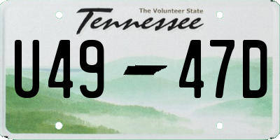TN license plate U4947D