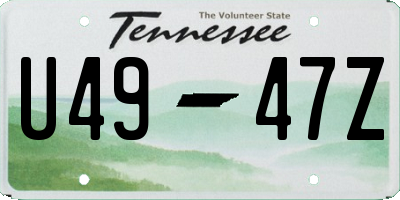 TN license plate U4947Z