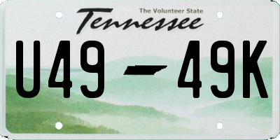 TN license plate U4949K