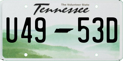 TN license plate U4953D