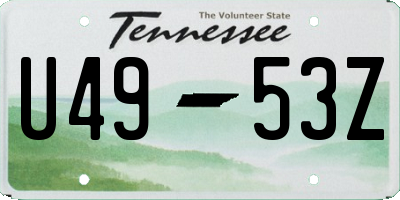 TN license plate U4953Z