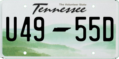 TN license plate U4955D