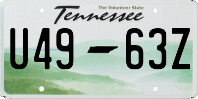 TN license plate U4963Z