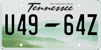 TN license plate U4964Z