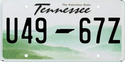 TN license plate U4967Z