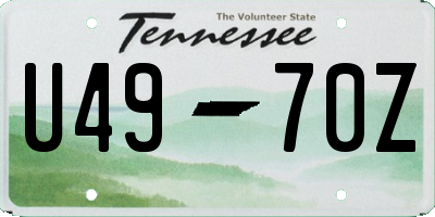 TN license plate U4970Z
