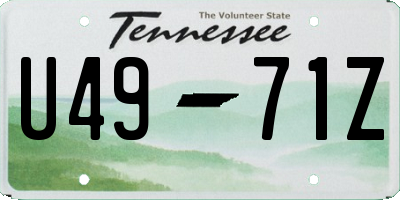 TN license plate U4971Z