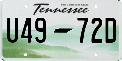 TN license plate U4972D