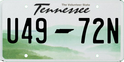 TN license plate U4972N
