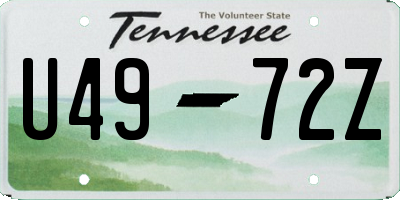 TN license plate U4972Z
