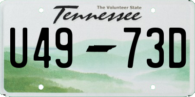TN license plate U4973D