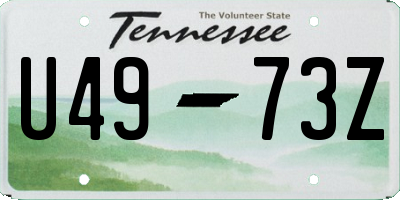 TN license plate U4973Z