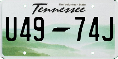 TN license plate U4974J