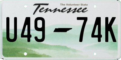 TN license plate U4974K