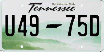 TN license plate U4975D