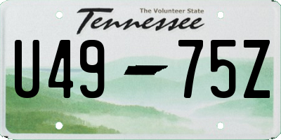 TN license plate U4975Z
