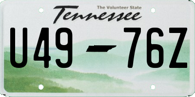 TN license plate U4976Z