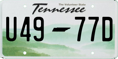TN license plate U4977D