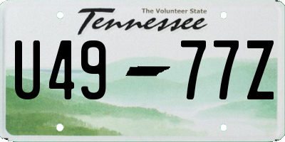 TN license plate U4977Z