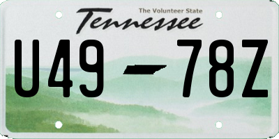 TN license plate U4978Z
