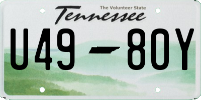 TN license plate U4980Y
