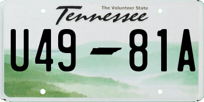 TN license plate U4981A