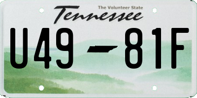 TN license plate U4981F
