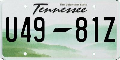 TN license plate U4981Z